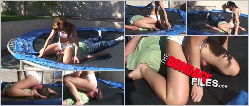 Trampoline smother and butt bounce [2020, FemdomArmy, asslicking, pussylicking, Facesitting, 360p]
