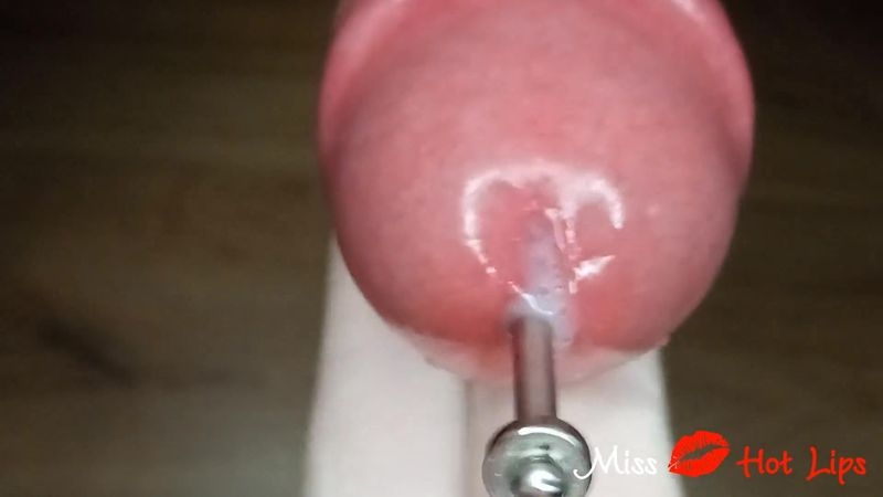 Miss Hot Lips -  Close up amateur femdom ruined orgasm with urethral sounding  Frenulum stimulation