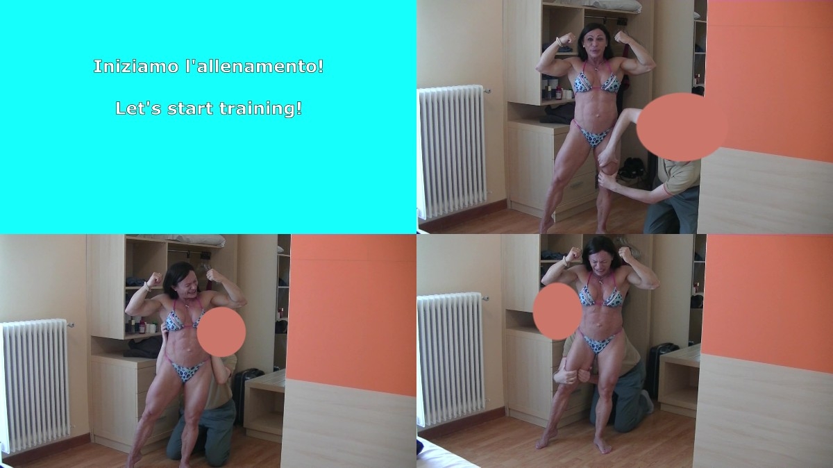 tickle posing – double biceps