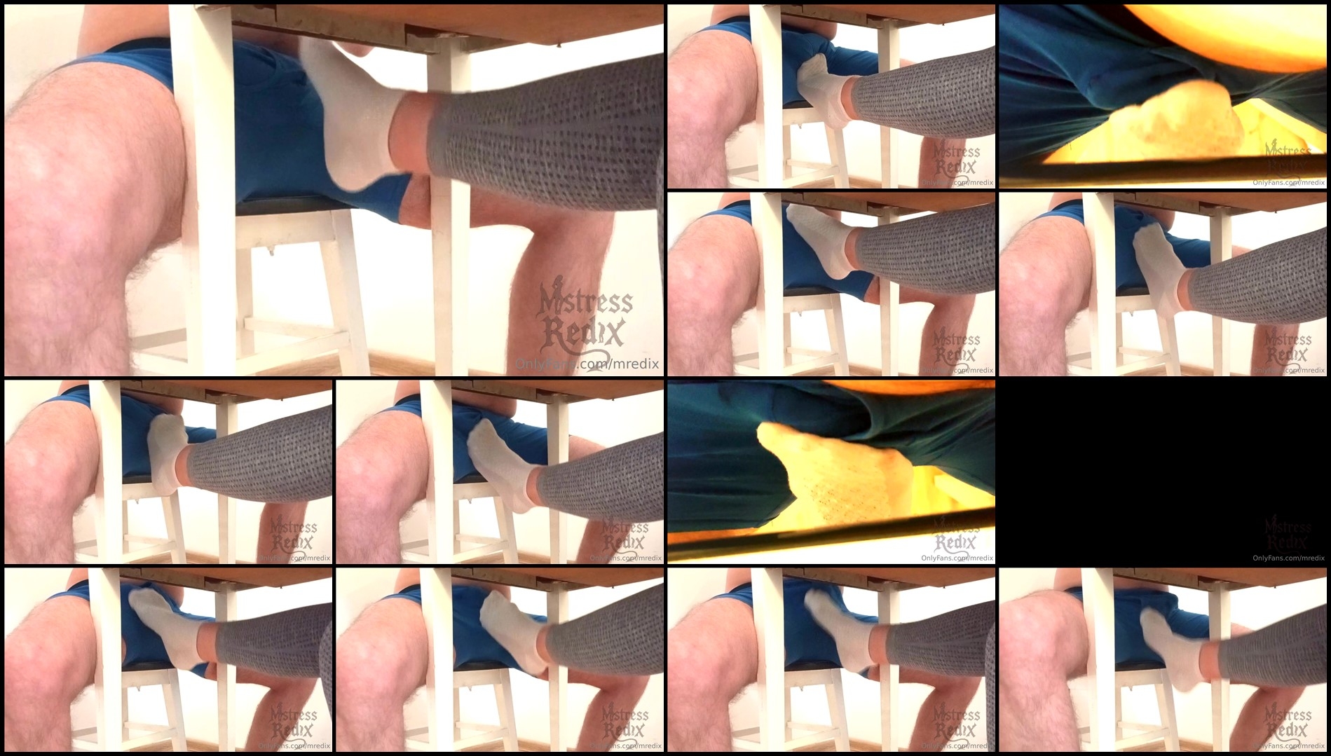 Mistress Redix - Sockjob and Ruined Orgasm Under Table