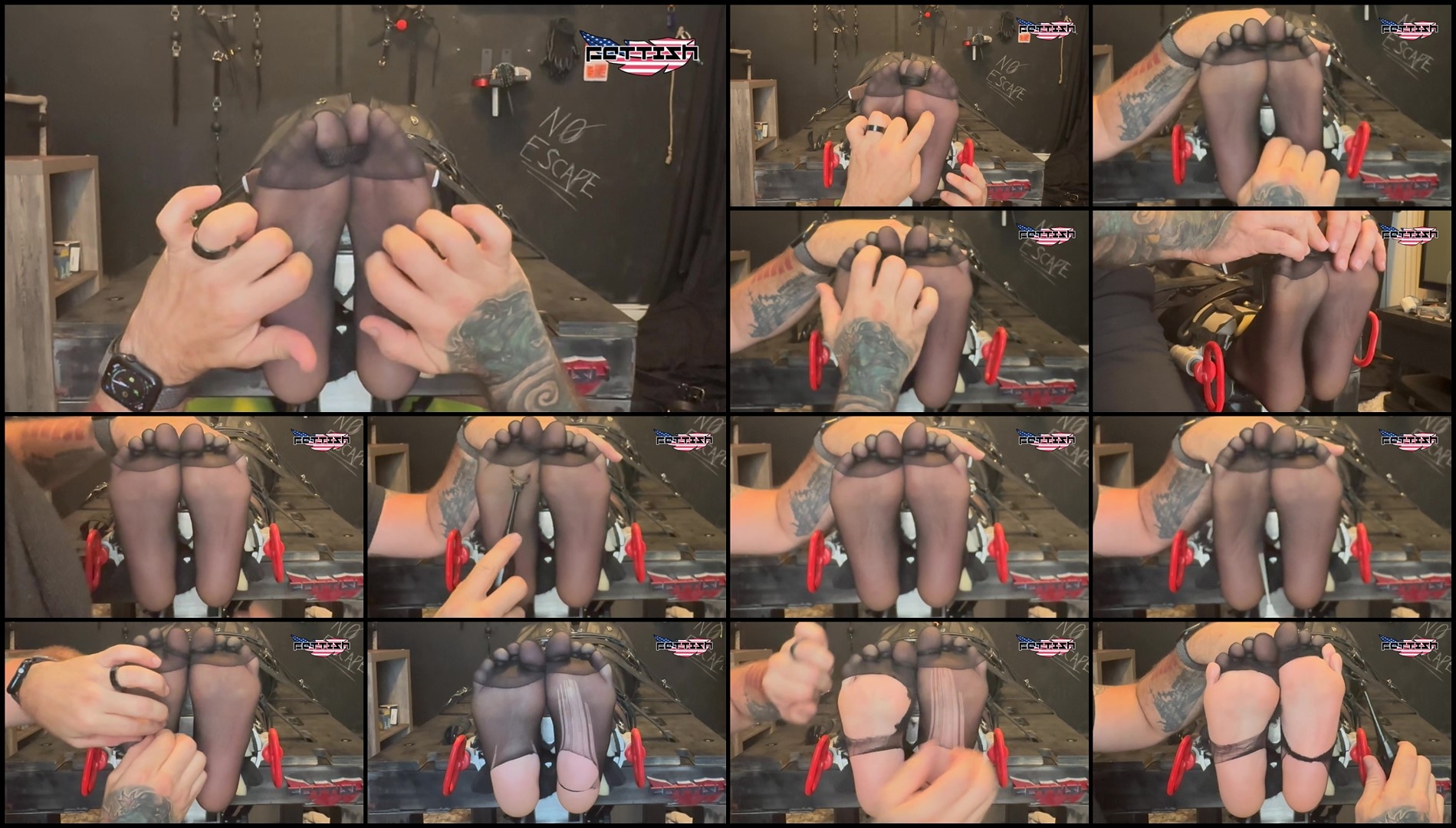 Fettish – The Tickle Table – Amecia Black Nylons- mf, NylonFeet, TicklingFeet