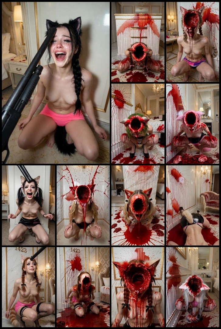 AI Brutal Headshot – Beautiful Girl Skull Explodes in Blood